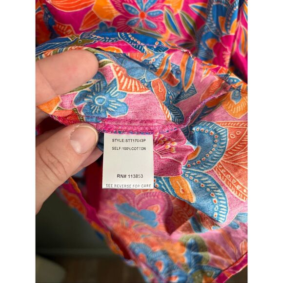 Sugarlips Women's Size XS Lorie Floral Baretta Short Sleeve Blouse - Picture 8 of 8